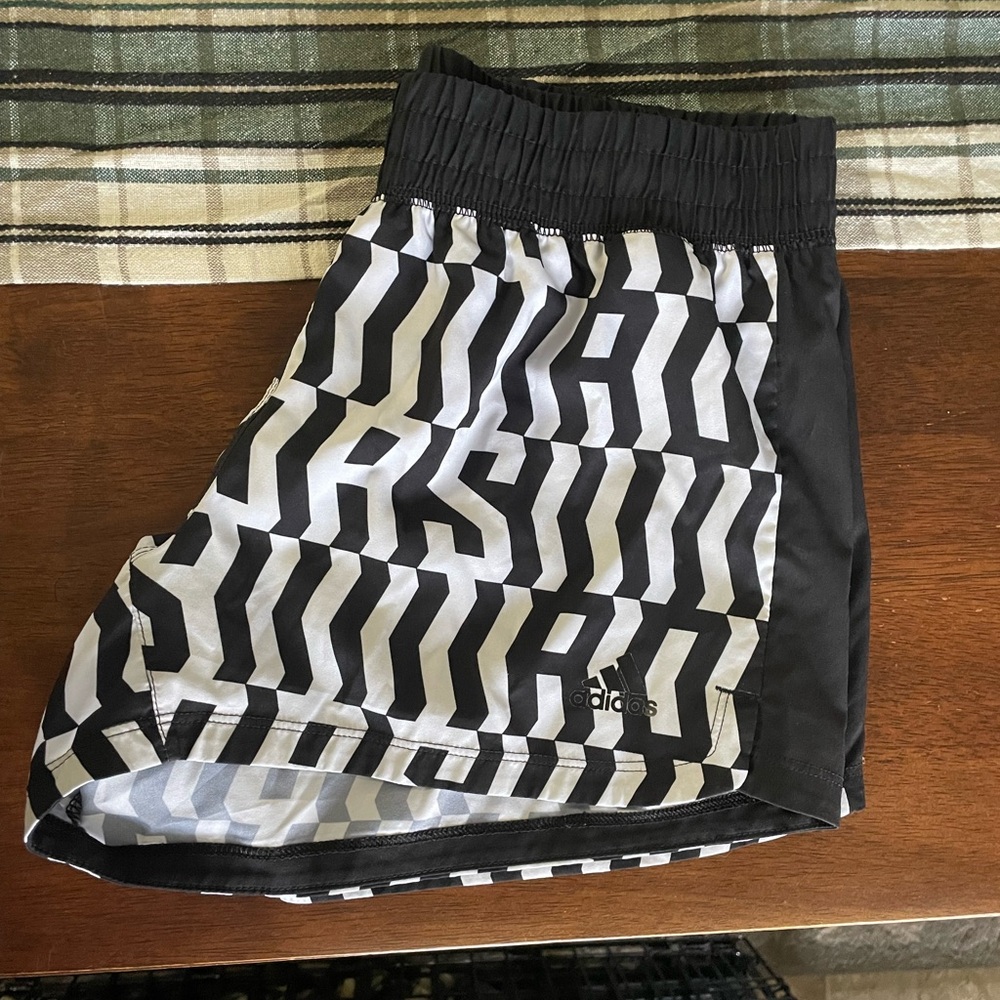 Black and white Adidas shorts